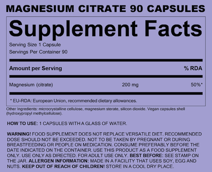 Z-NUTRITION MAGNESIUMCITRATE 90 CAPS