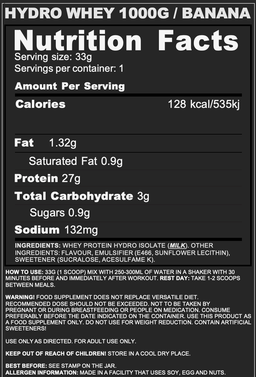 Z-NUTRITION HYDRO ISOLAT PROTEIN BANANA (1000 GR)